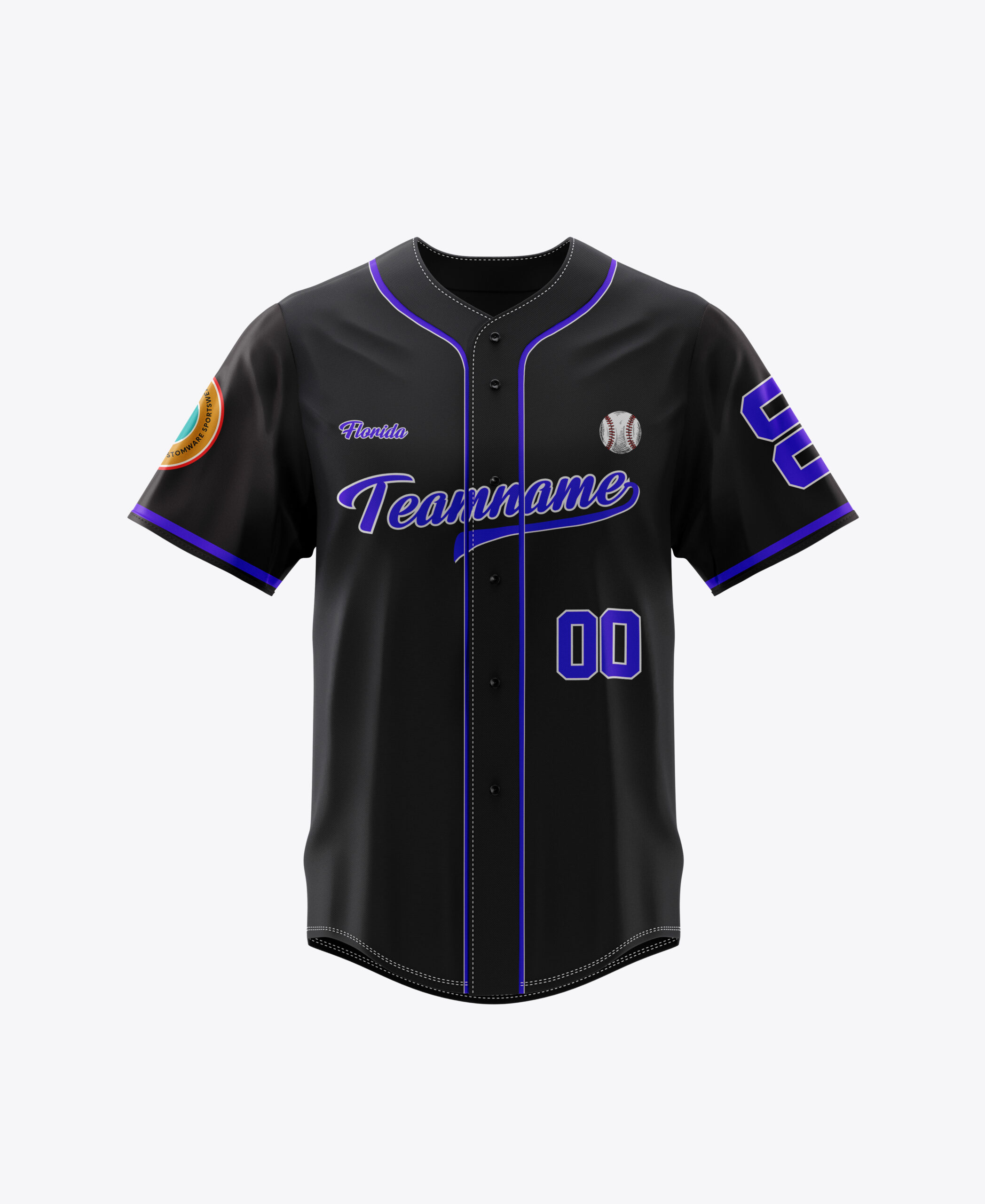 Custom Black Blue White Baseball Jersey