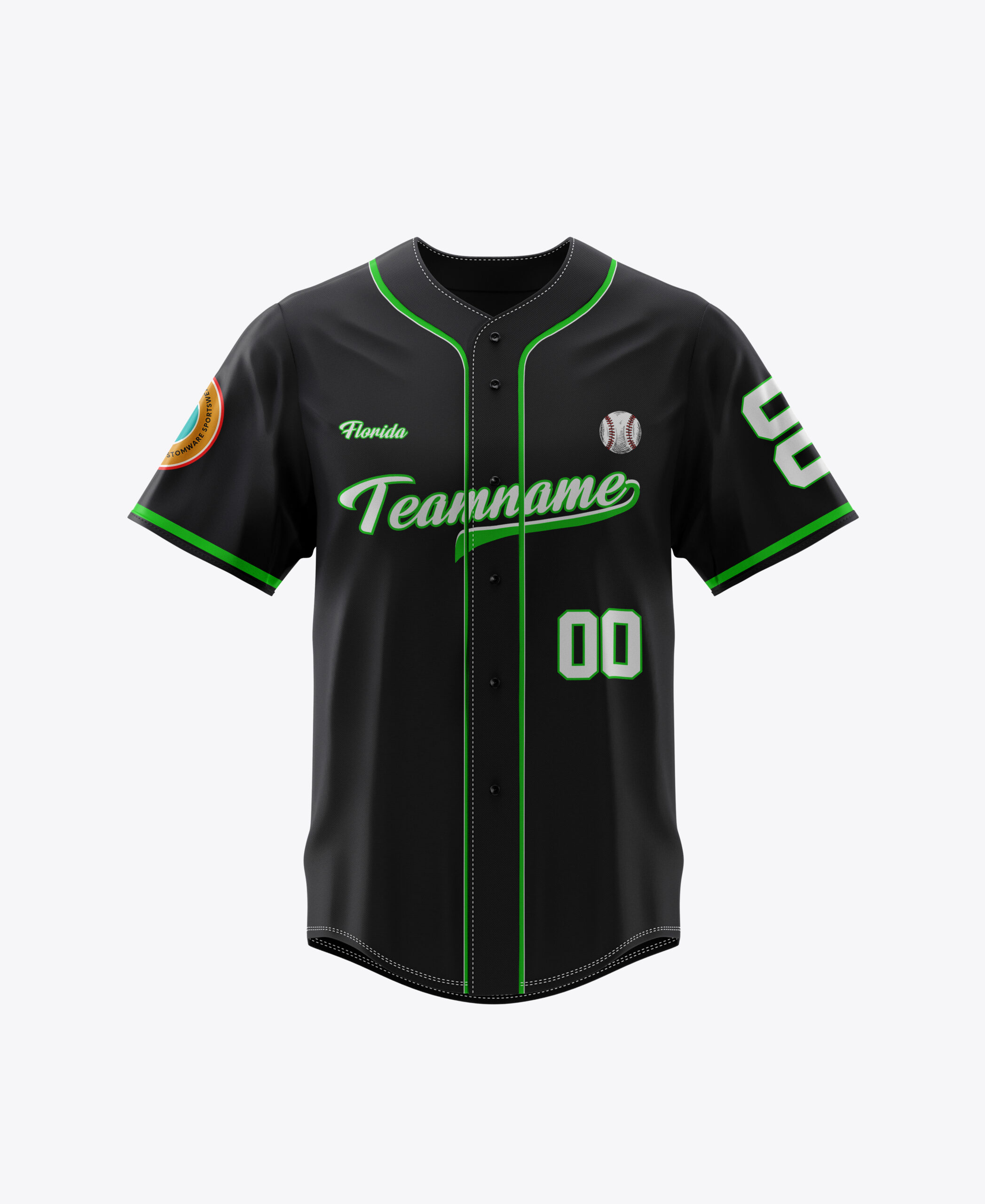 Custom Black White Neon Green Baseball Jersey