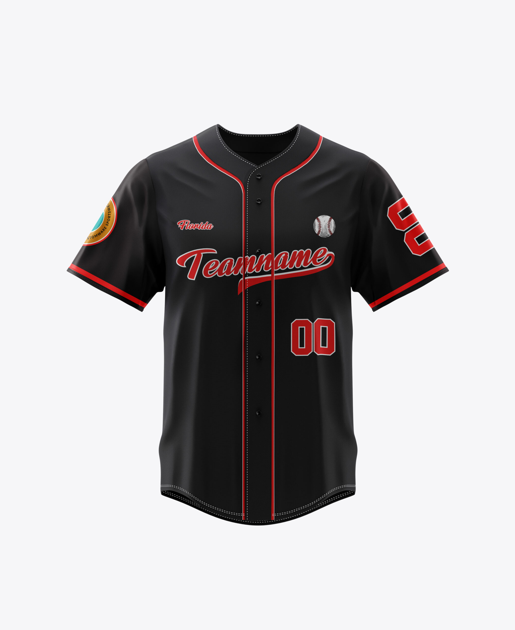 Custom Black White Red Baseball Jersey