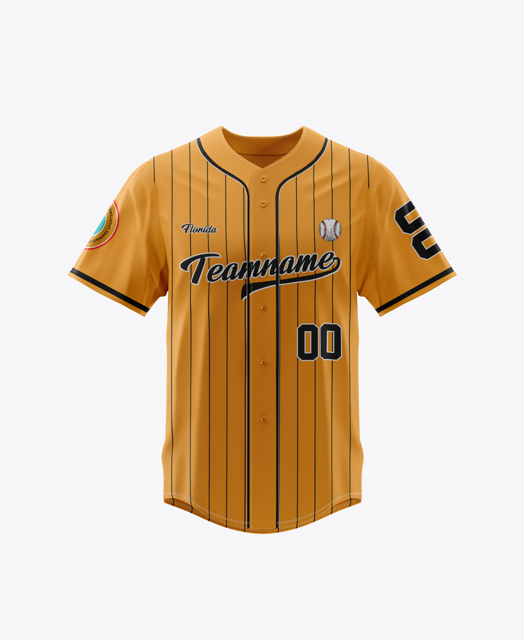 Custom Gold Black Pinstripe Baseball Jersey