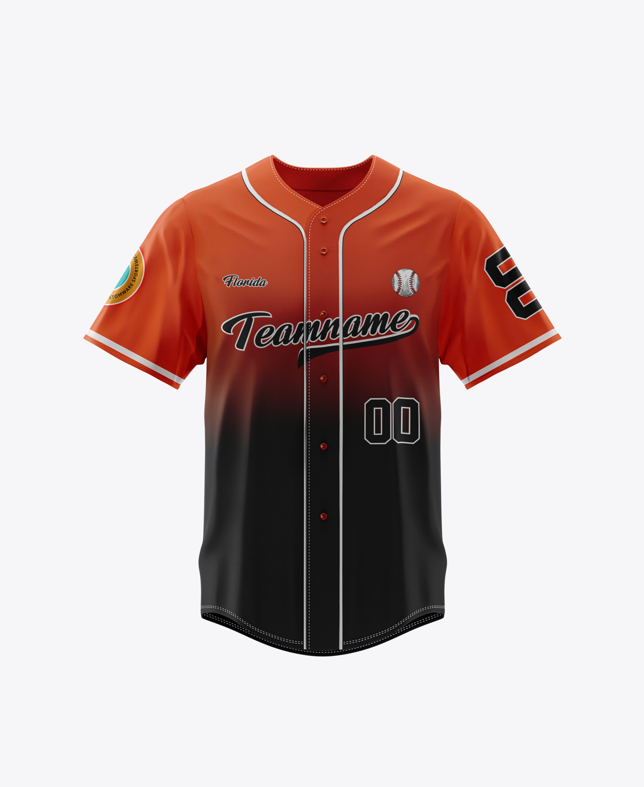 Custom Orange Black Fade Fashion Baseball Jersey