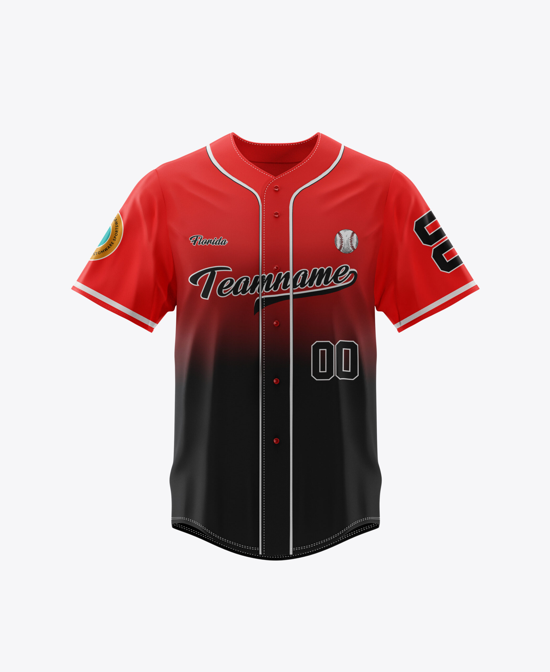 Custom Red Black Fade Fashion Baseball Jersey