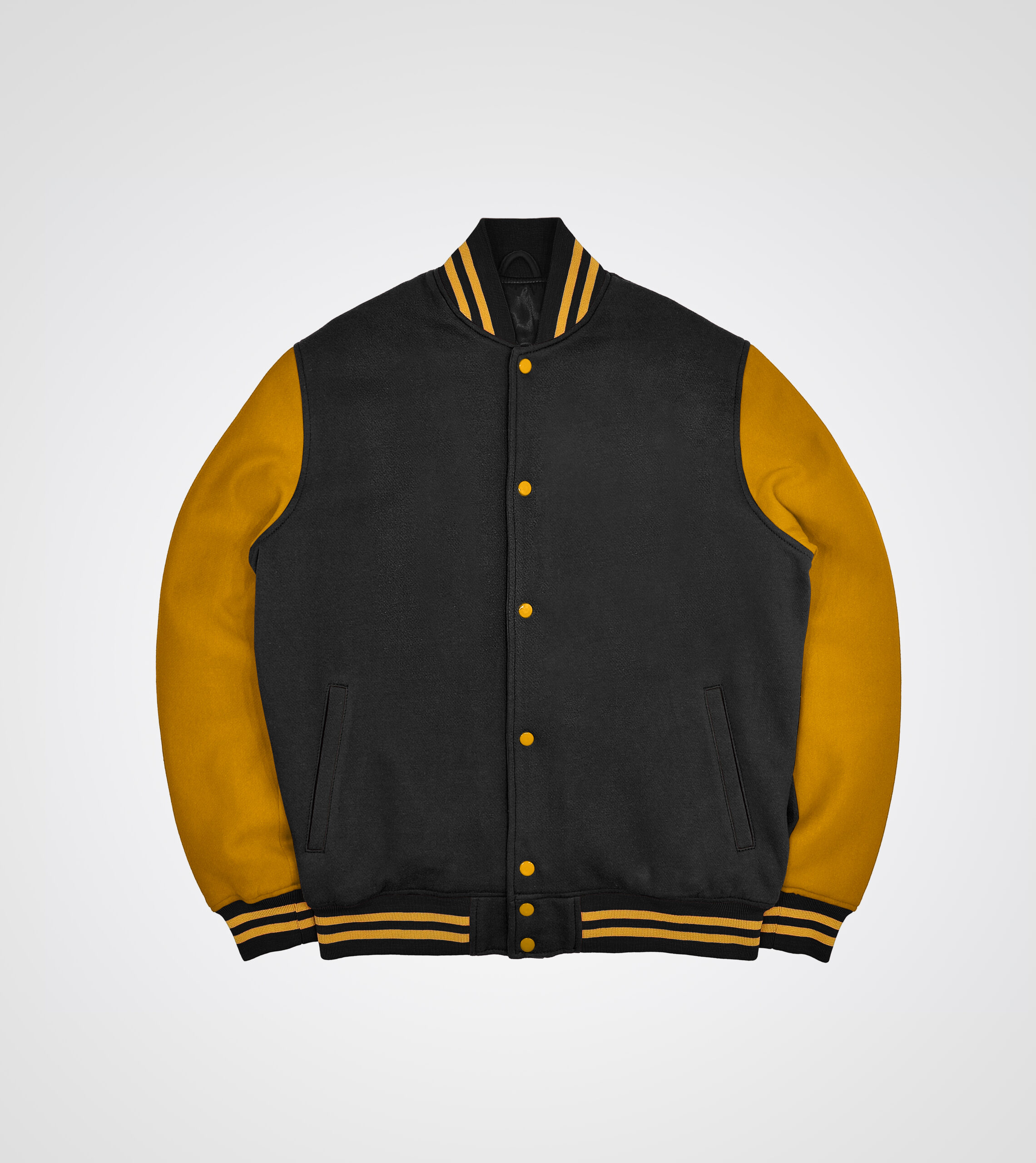 Black and Athletic Gold Fleece Varsity Jacket