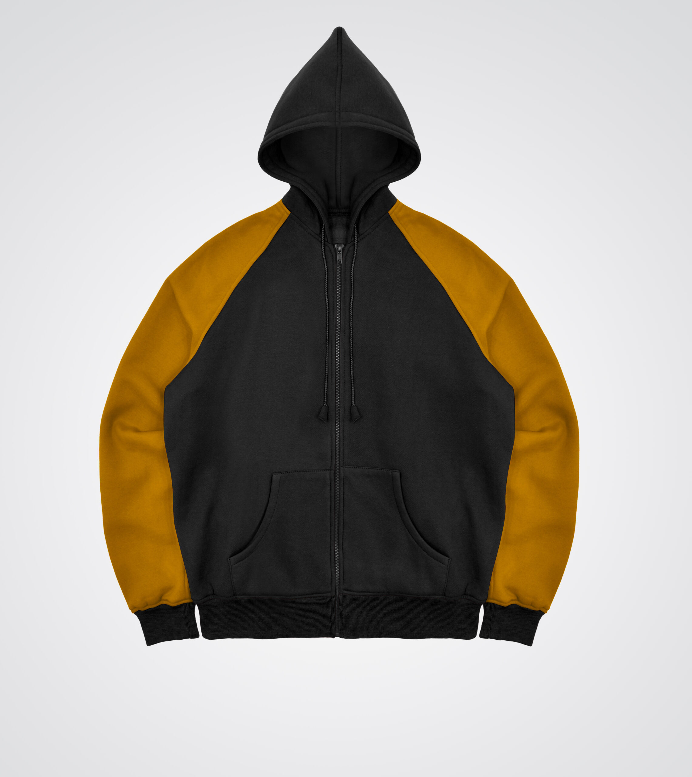 Black and Athletic Gold Fleece Custom Zip Up Hoodie