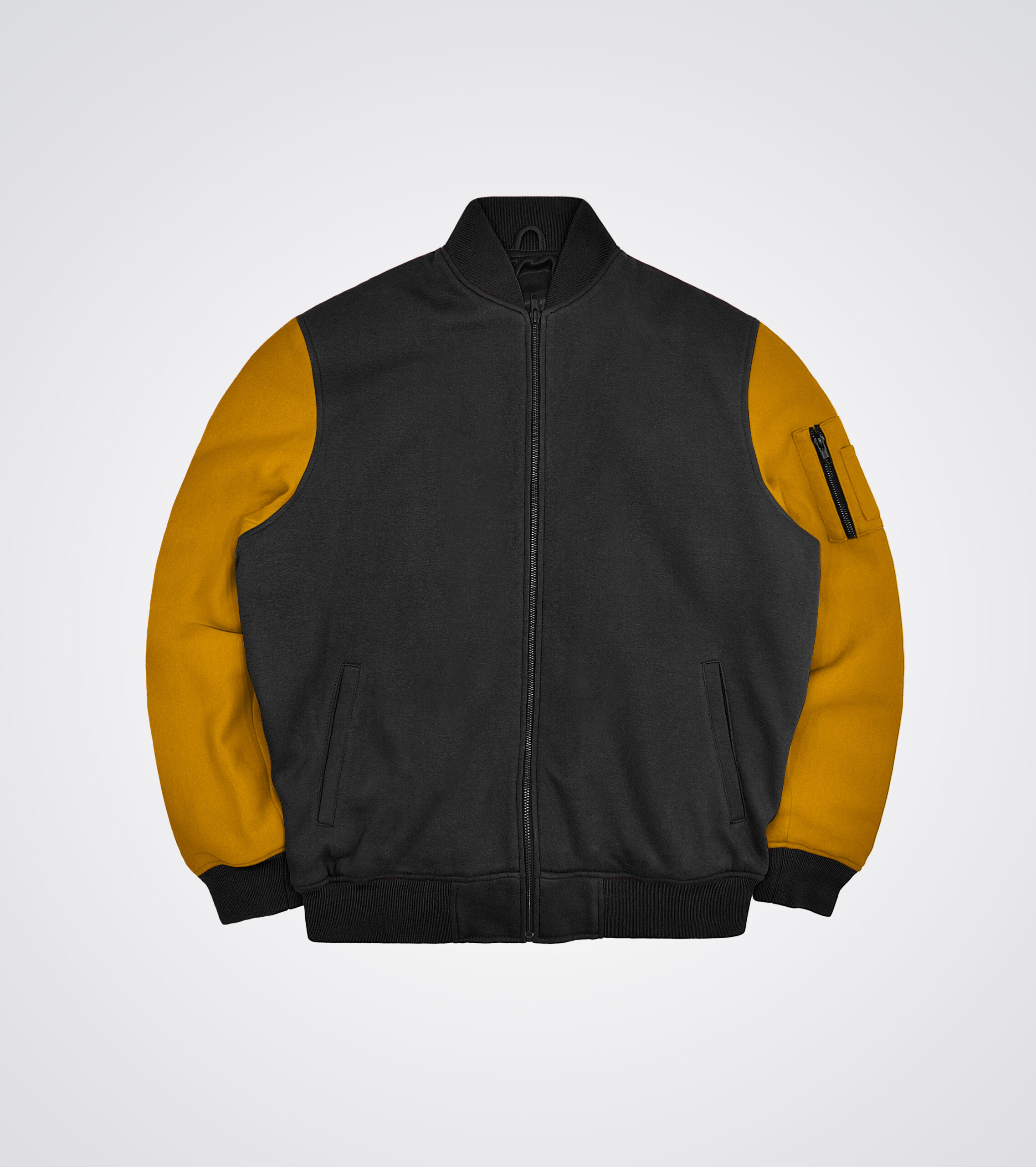 Black and Athletic Gold Fleece Bomber Jacket
