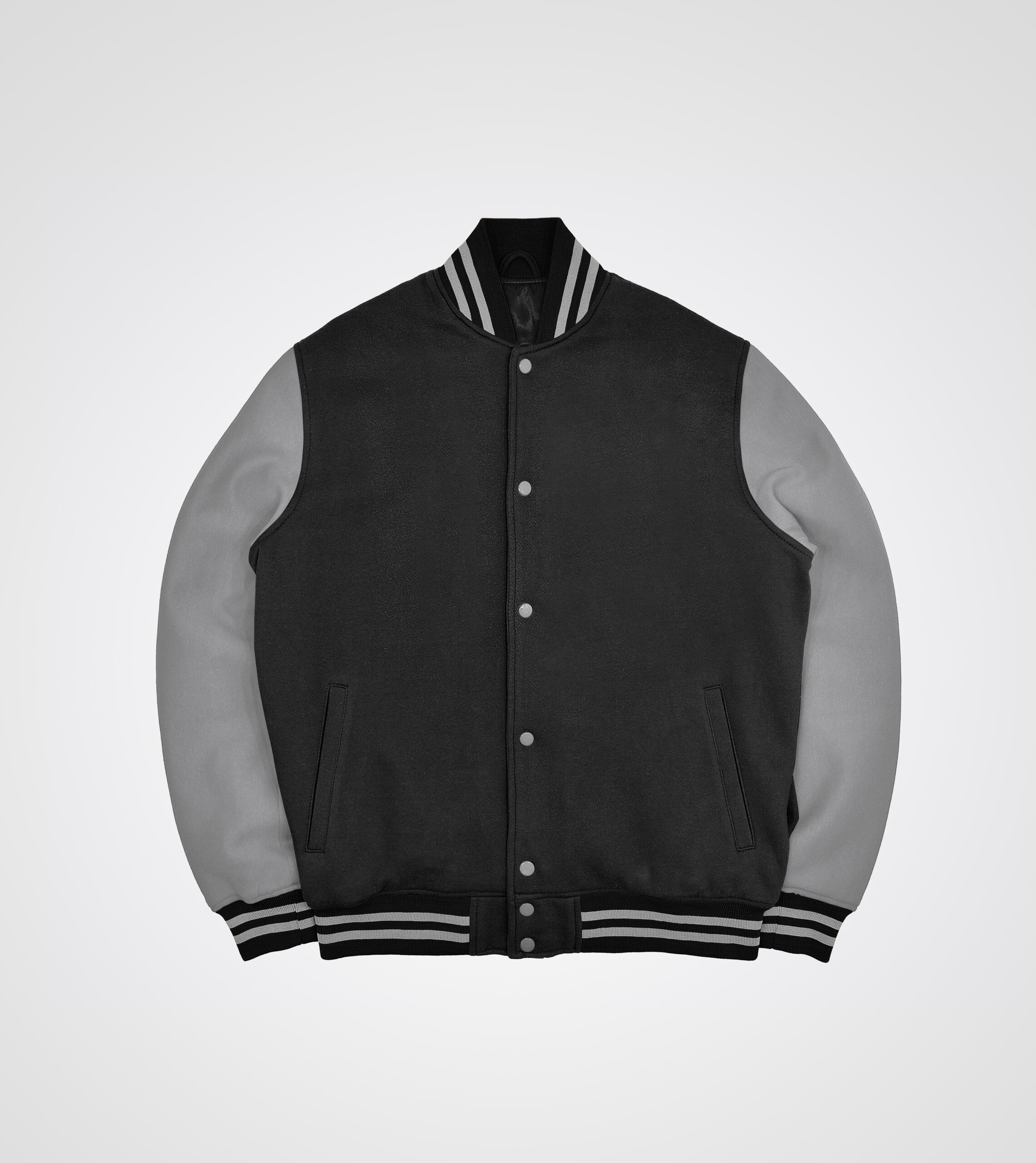 Black and light grey Fleece Varsity Jacket