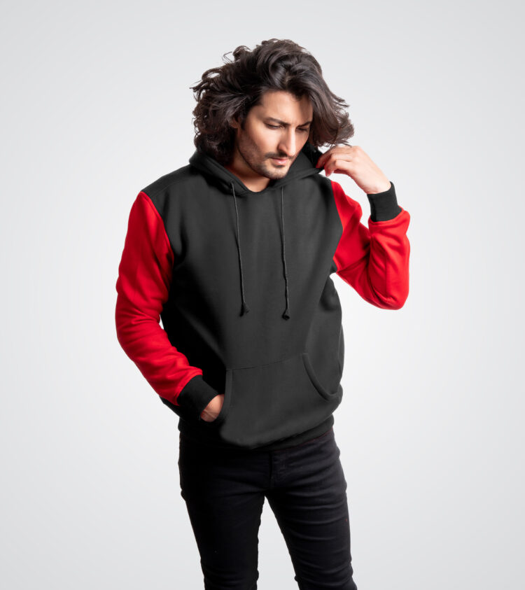 Black and Red Heavy Blend Pullover Hoodie
