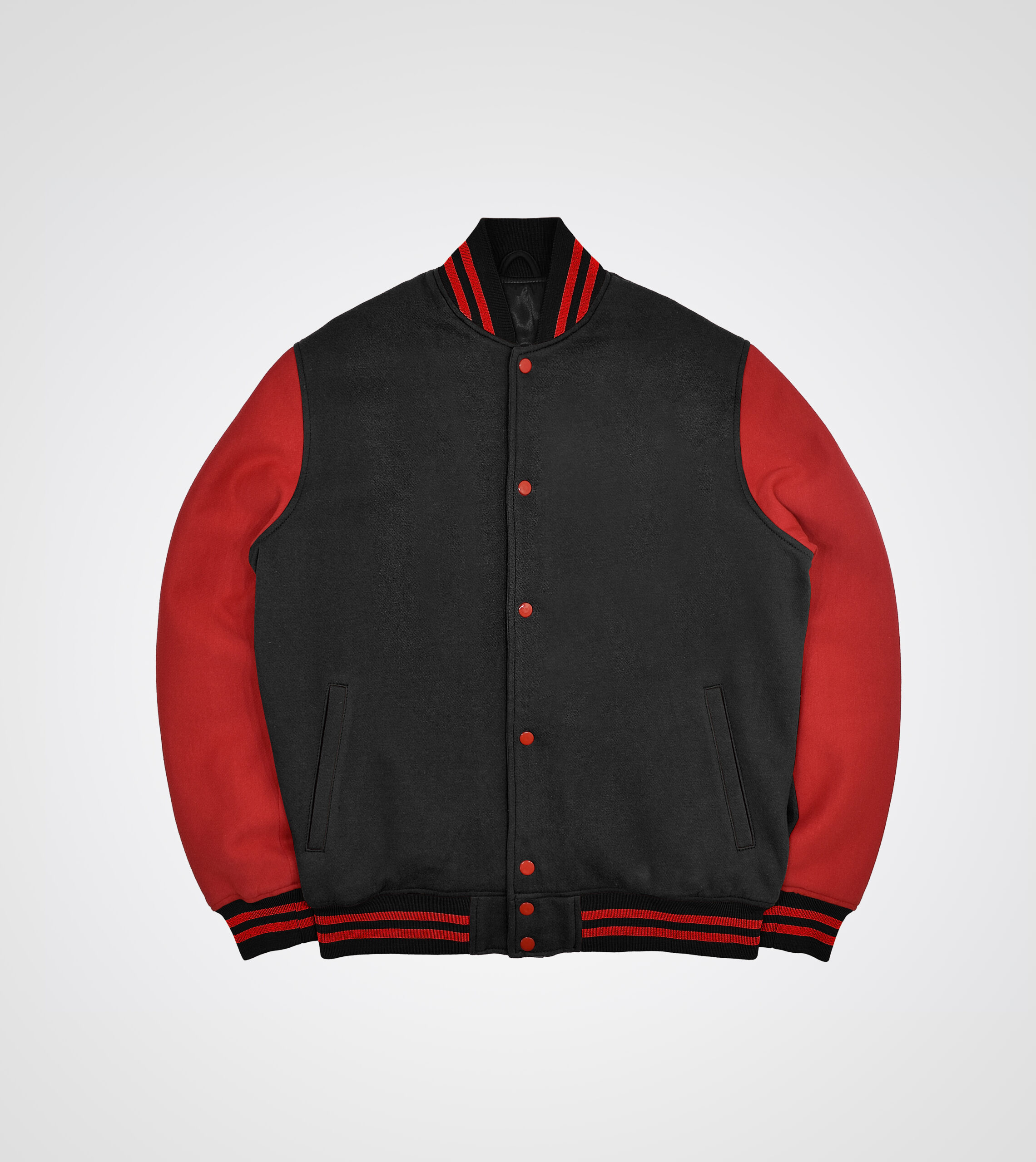 Black and red Fleece Varsity Jacket