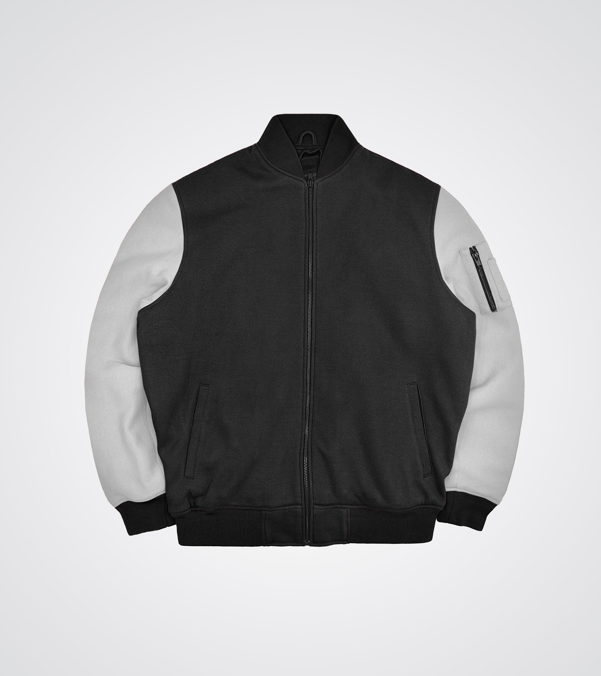 Black and white Fleece Bomber Jacket