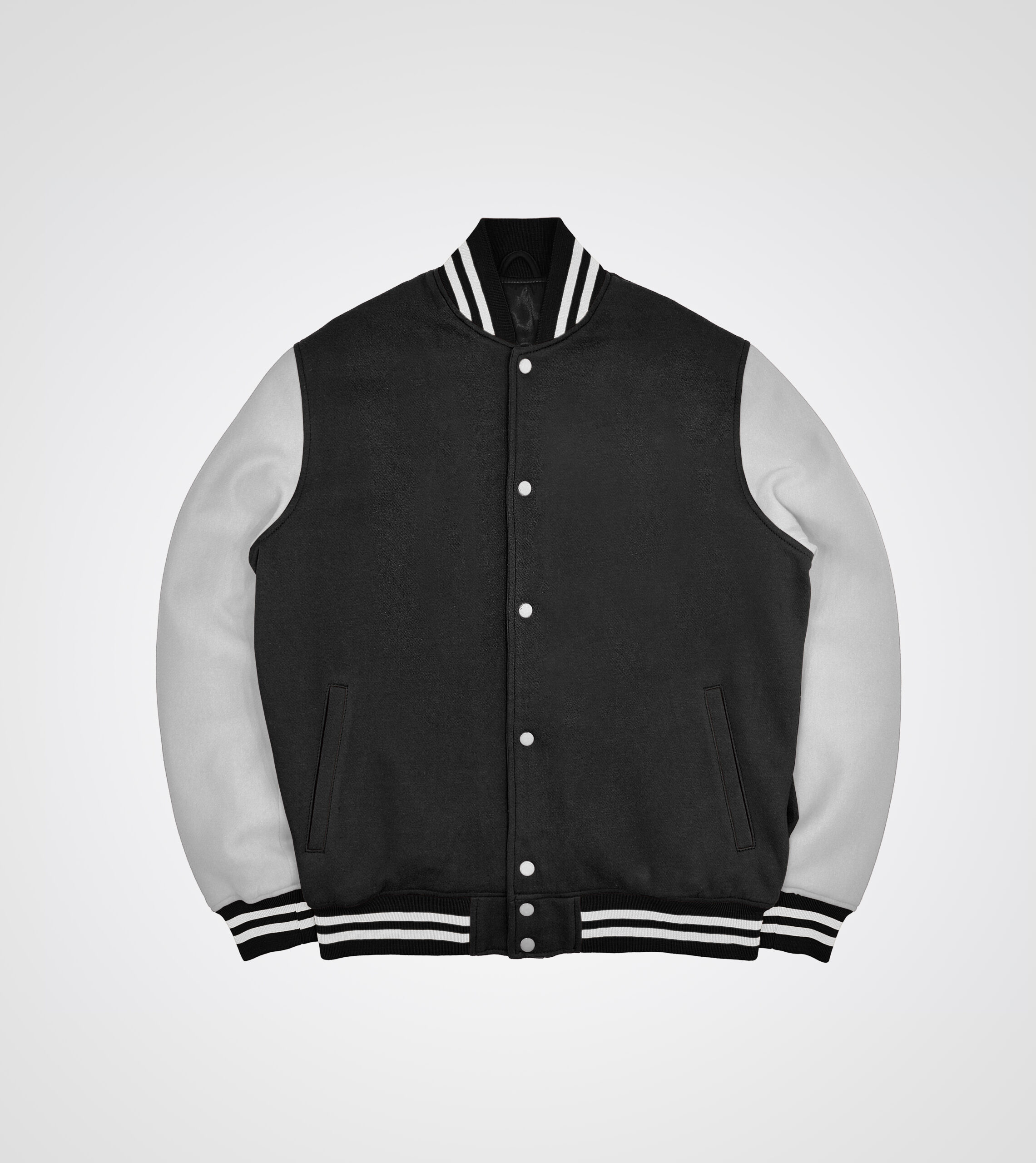 Black and white Fleece Varsity Jacket