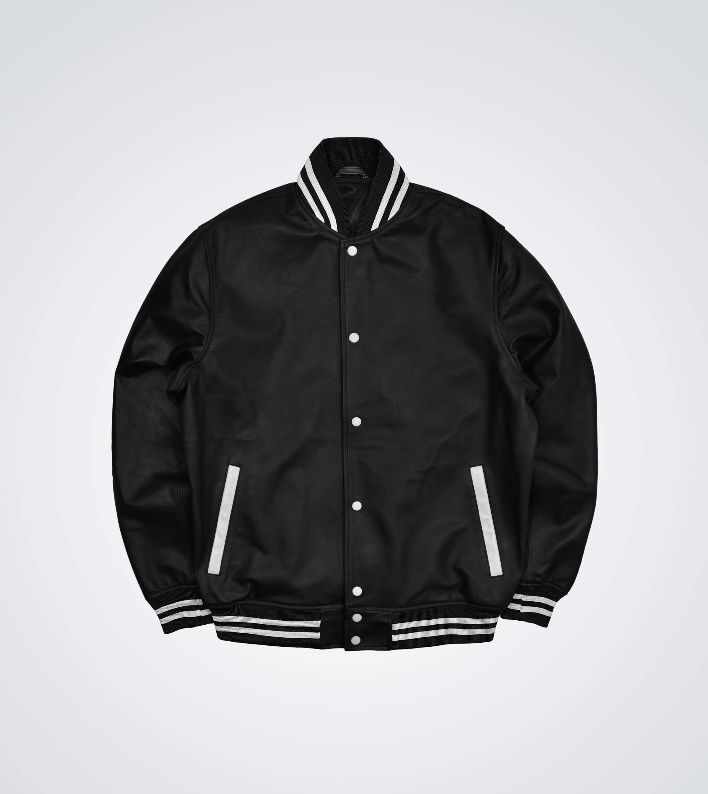 Black Leather Varsity Jacket - CustomWare