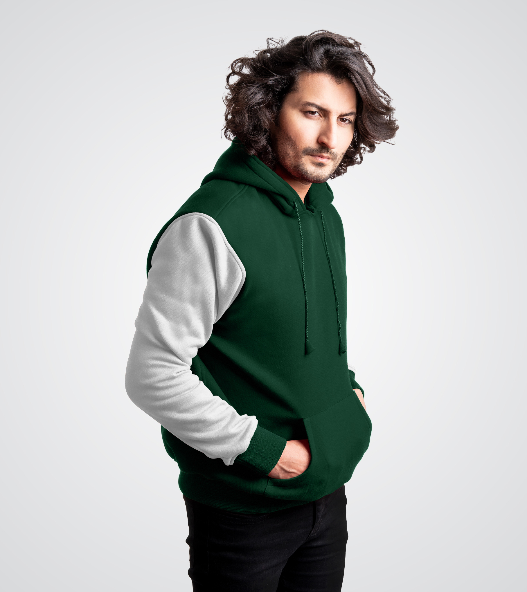 Forest Green and White Custom Pullover Sweatshirt