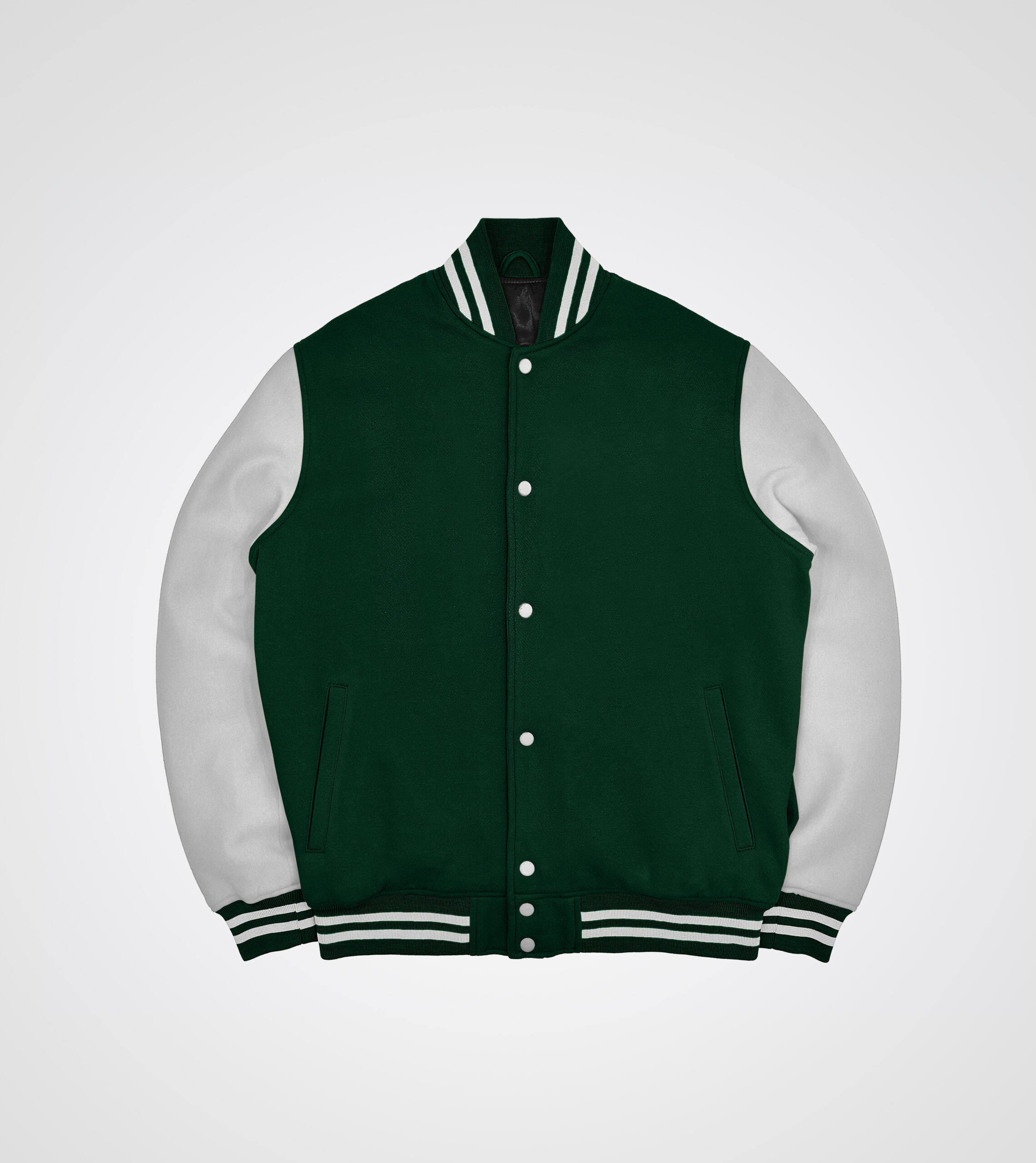 Forest Green and white Fleece Varsity Jacket