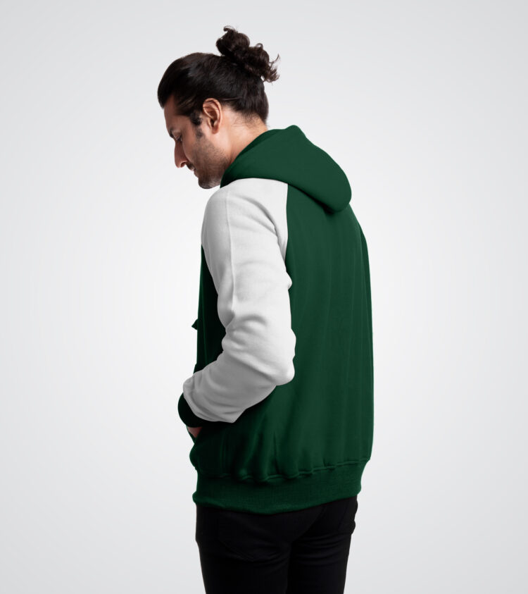 Forest Green and White Custom Zip Up Sweatshirt
