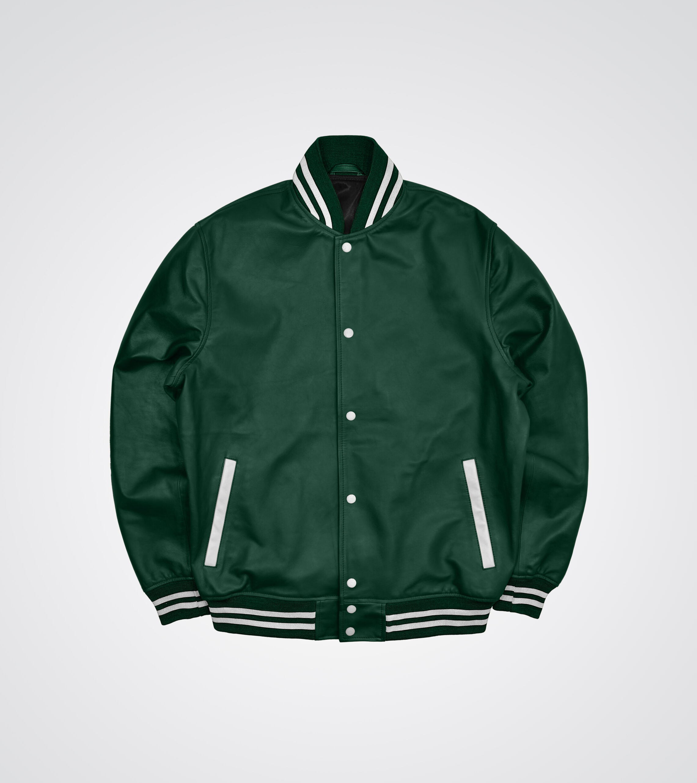 Forest Green Leather Varsity Jacket