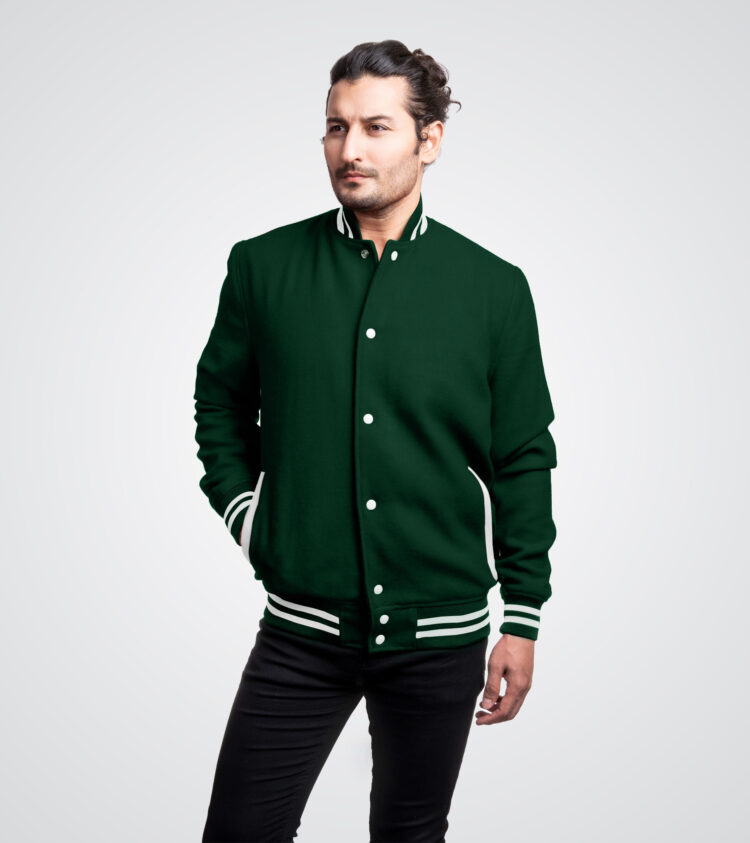 Forest Green Wool Varsity Jacket
