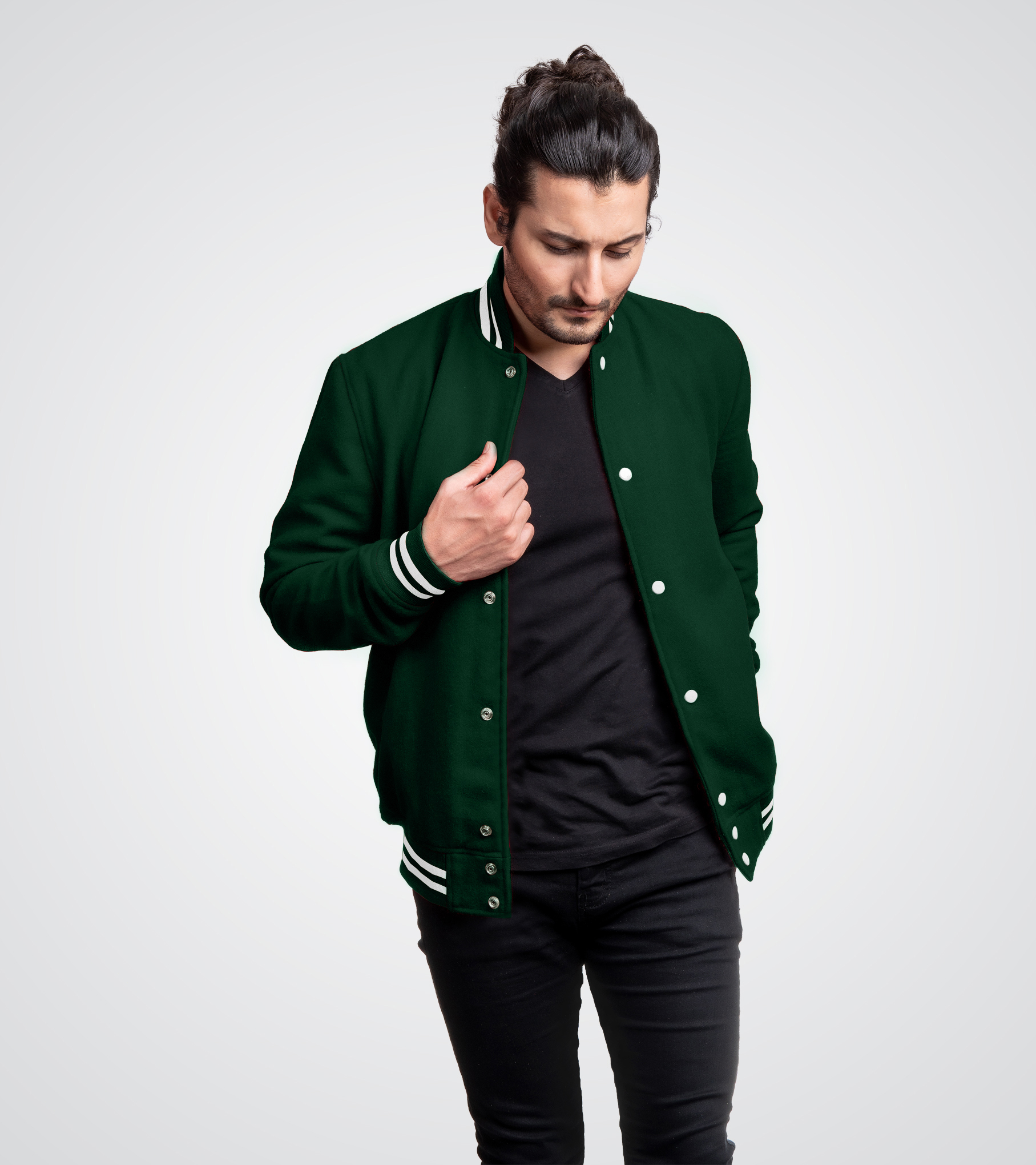 Forest Green Wool Varsity Jacket