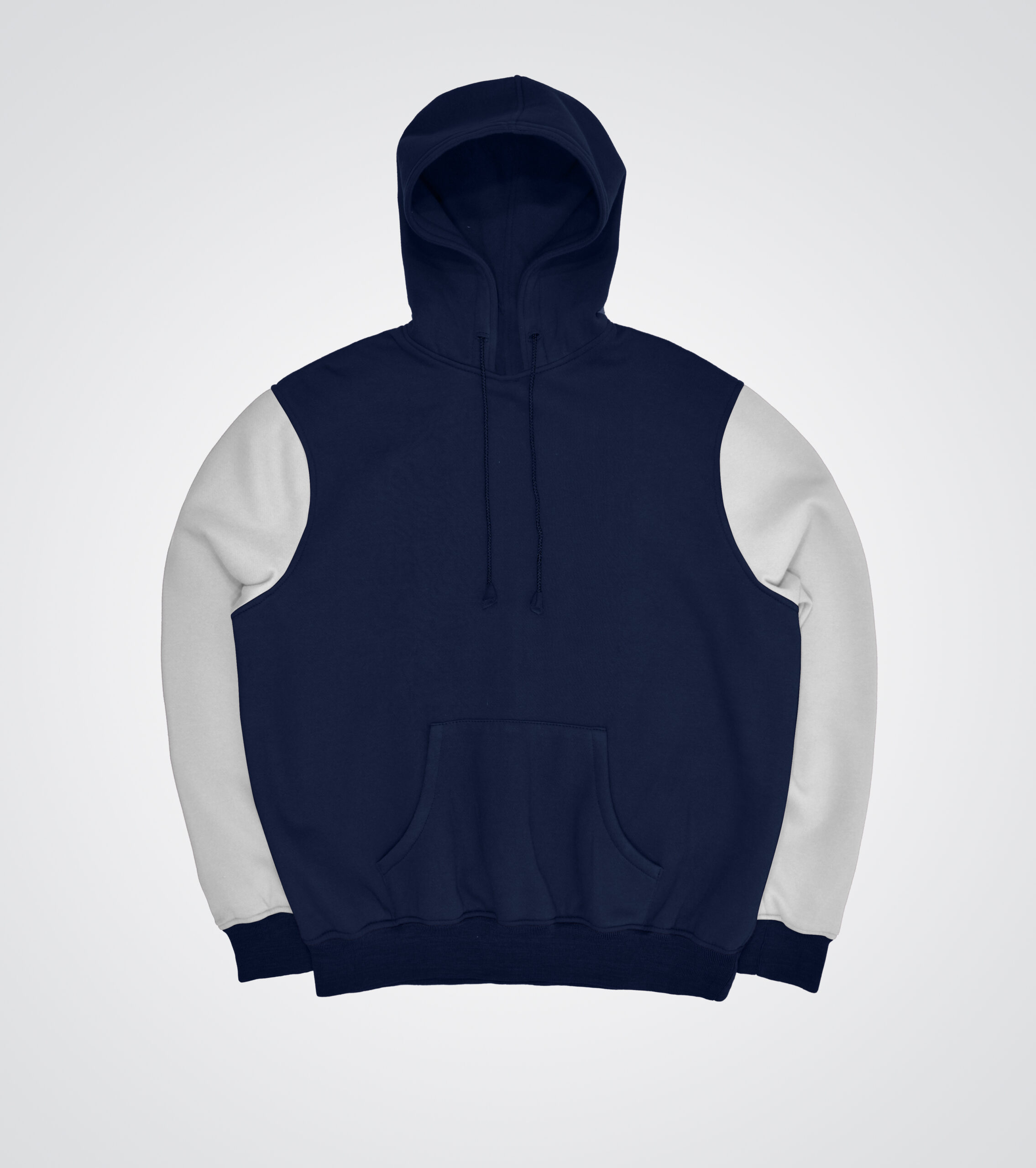 Navy Blue and White Unisex Pullover Hoodie