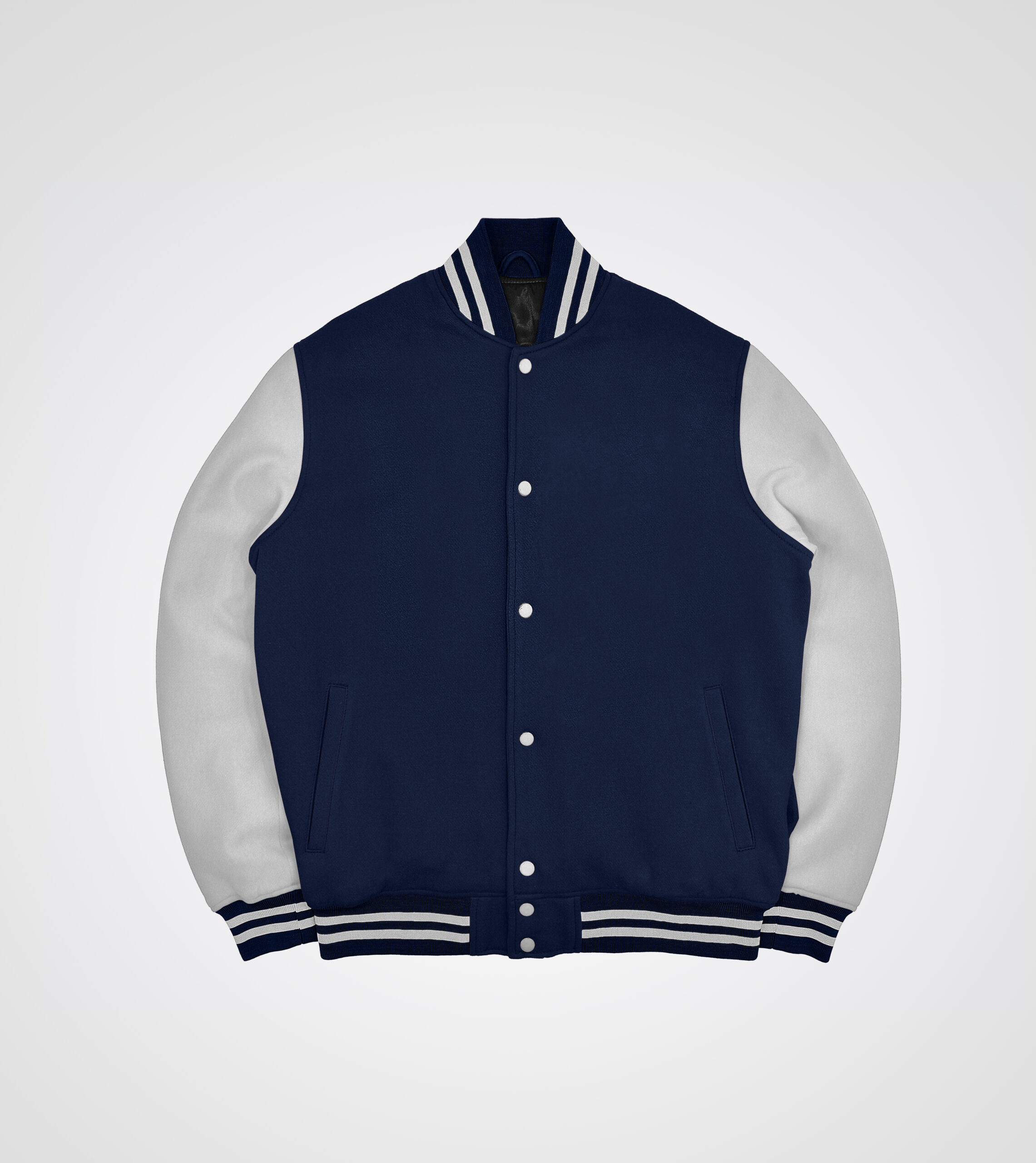 Navy Blue and white Fleece Varsity Jacket