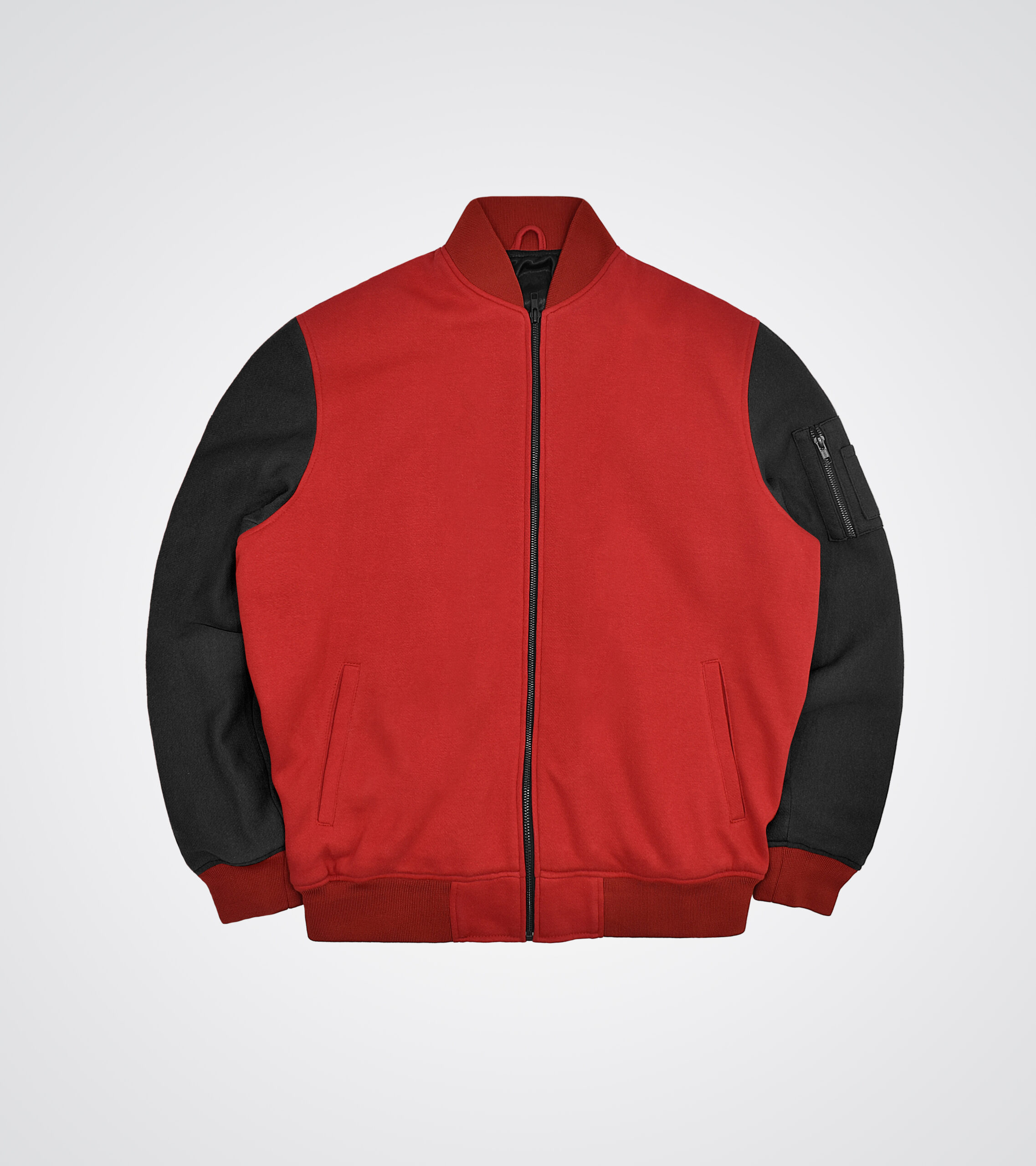 Red and black Fleece Bomber Jacket