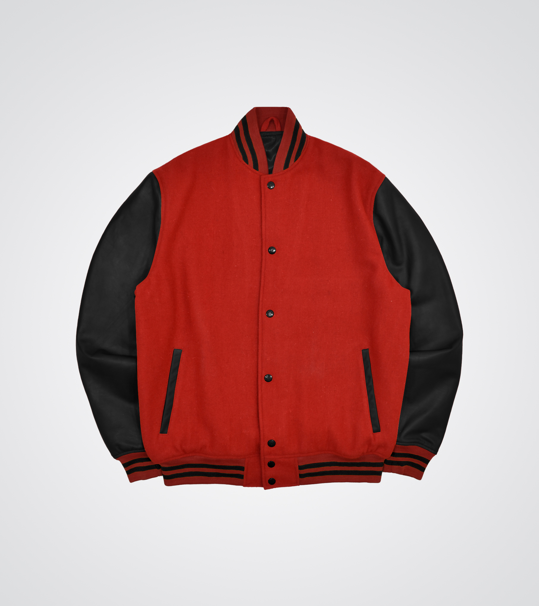 Red and Black Varsity Jacket Leather Sleeves - CustomWare