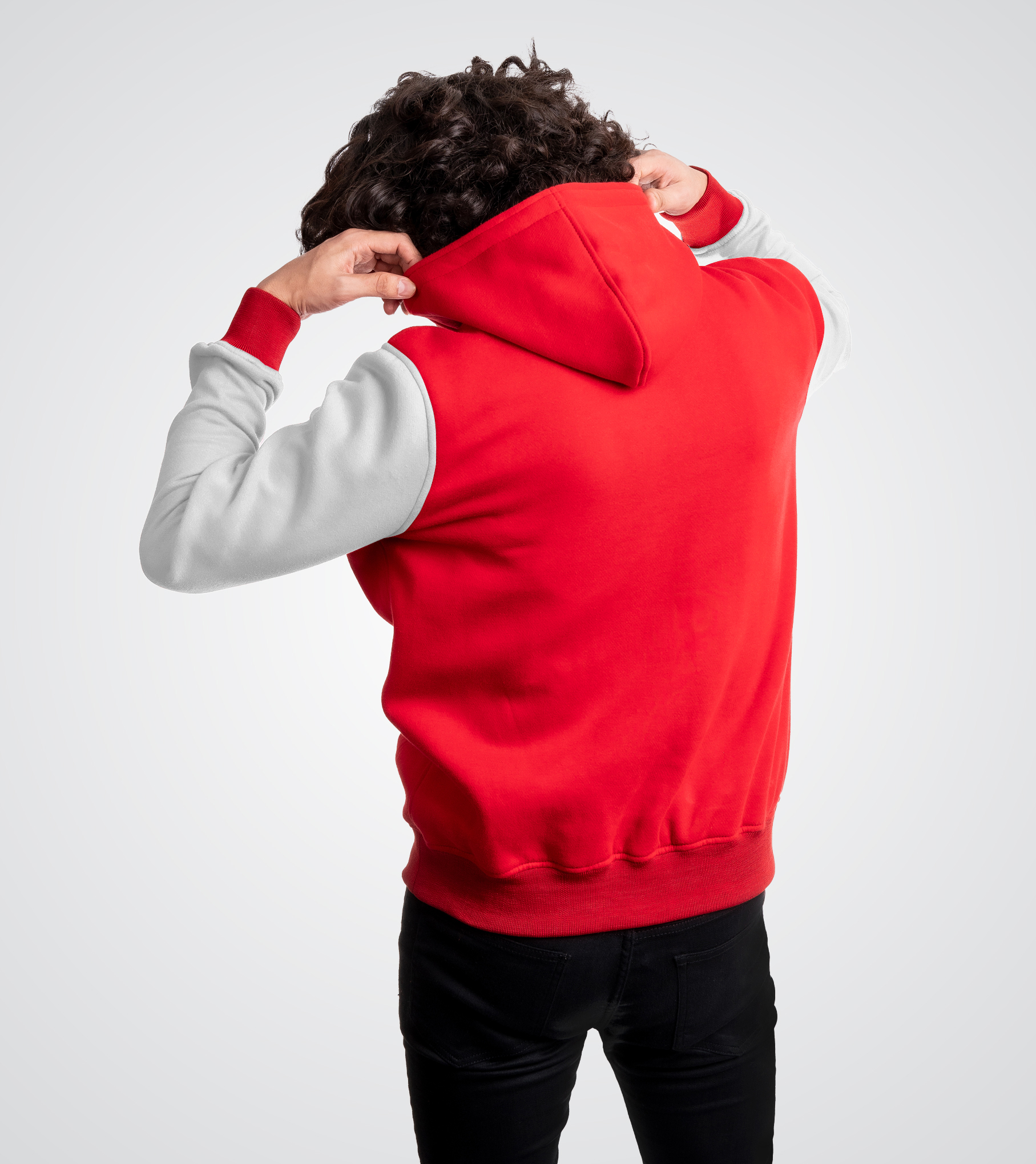 Red and White Fleece Custom Pullover Hoodie