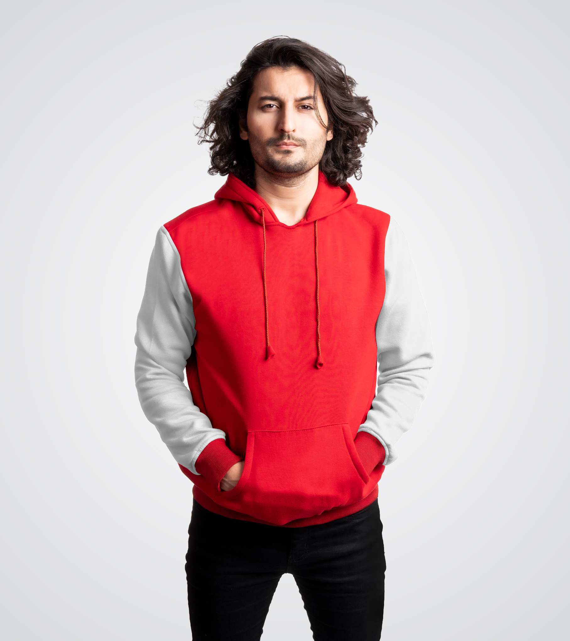 Red and White Fleece Custom Pullover Sweatshirt