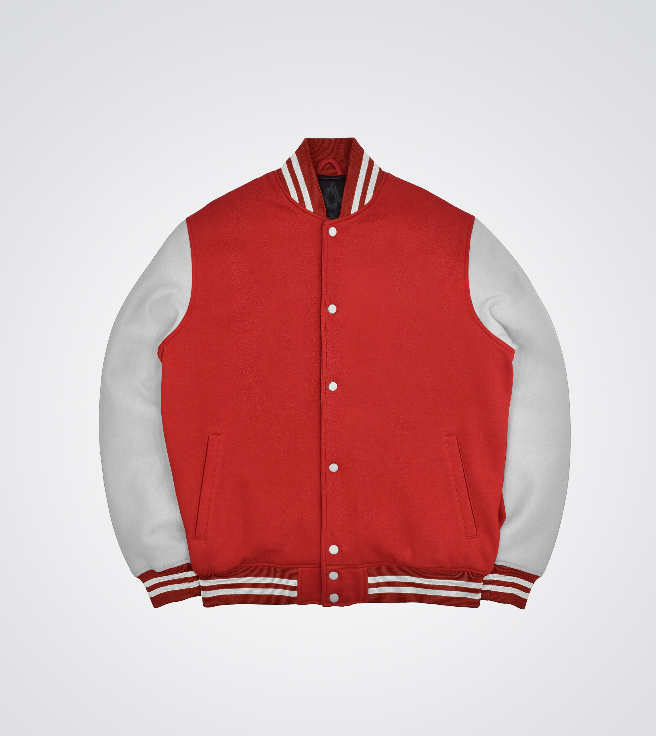 Red and white Fleece Varsity Jacket