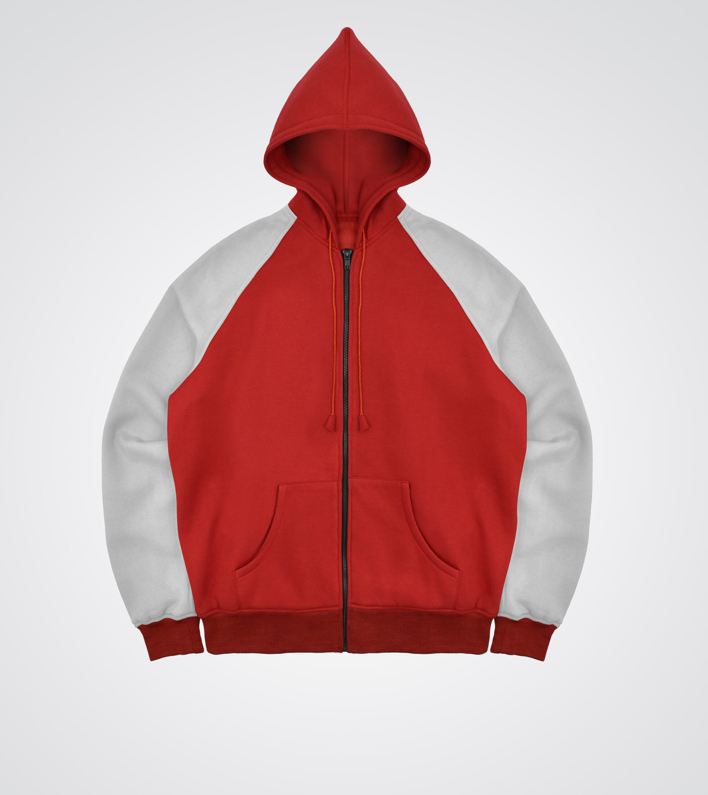 Red and White Fleece Custom Zip Up Hoodie