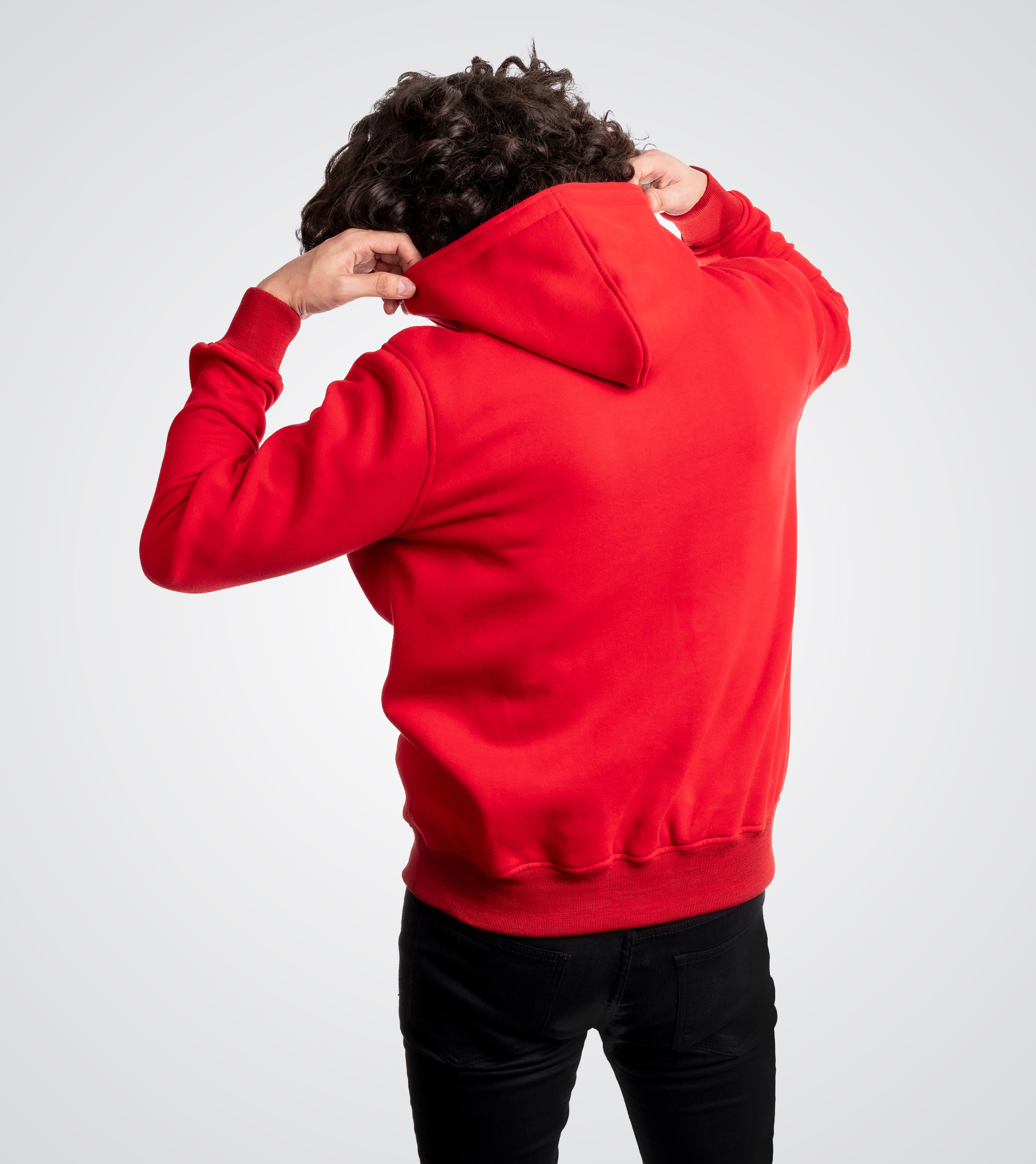 Red Cotton Fleece Pullover Sweatshirt