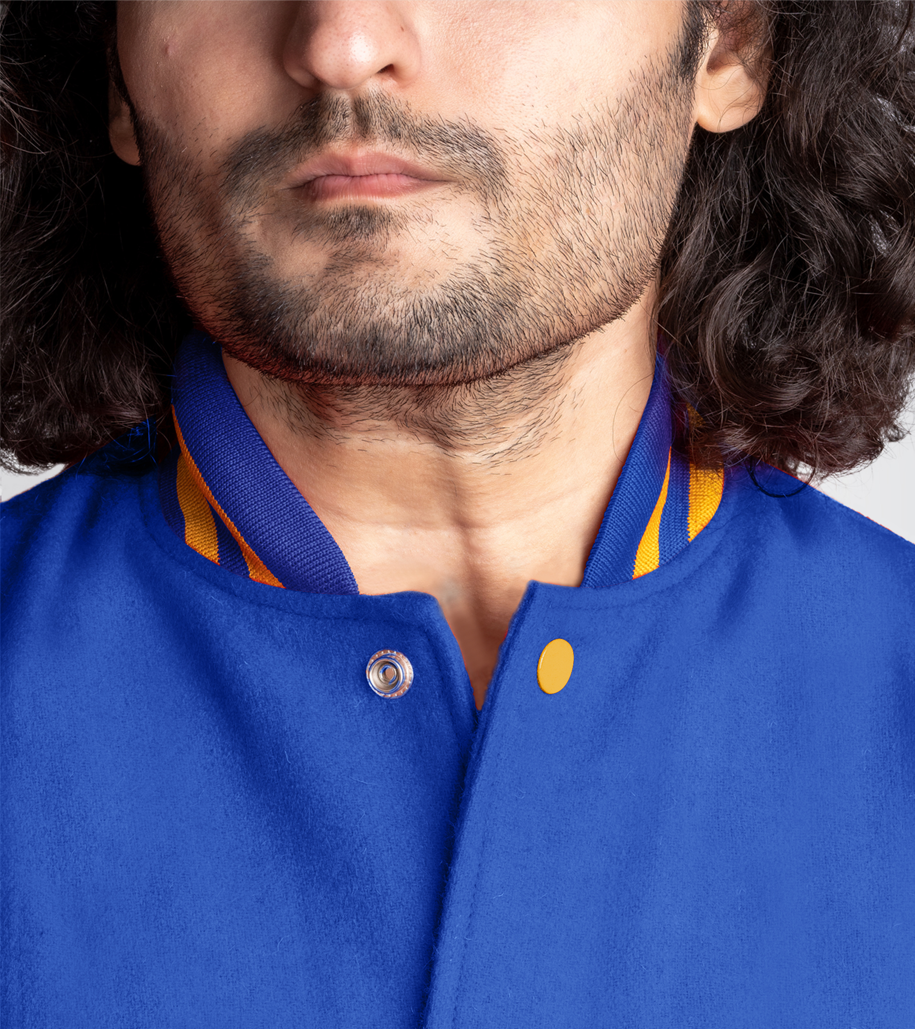 Royal Blue wool body and Athletic Gold leather sleeves Varsity Jacket