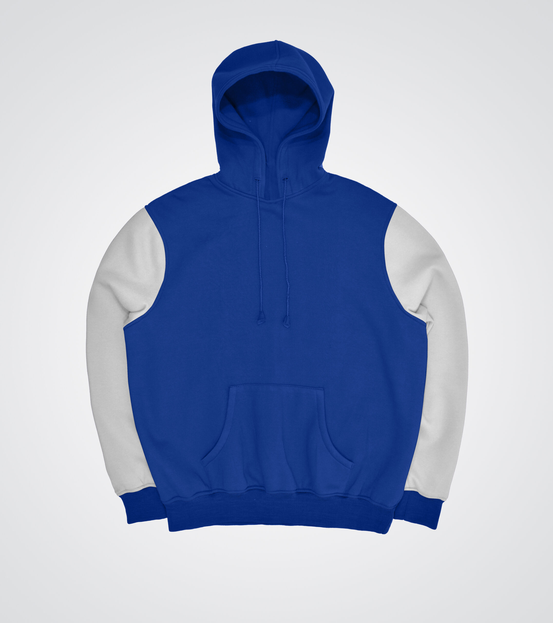 Royal Blue and White Fleece Pullover  Hoodie